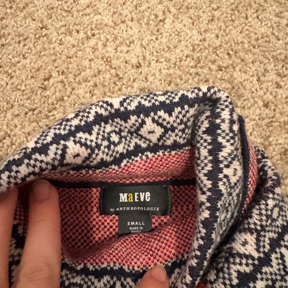 Maeve Pink and Black Patterned Turtleneck Sweater - Picture 2 of 2